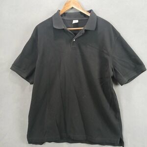 Old Navy Polo Shirt Mens XL Black Cotton Side Slit High Low Hem Performance Golf